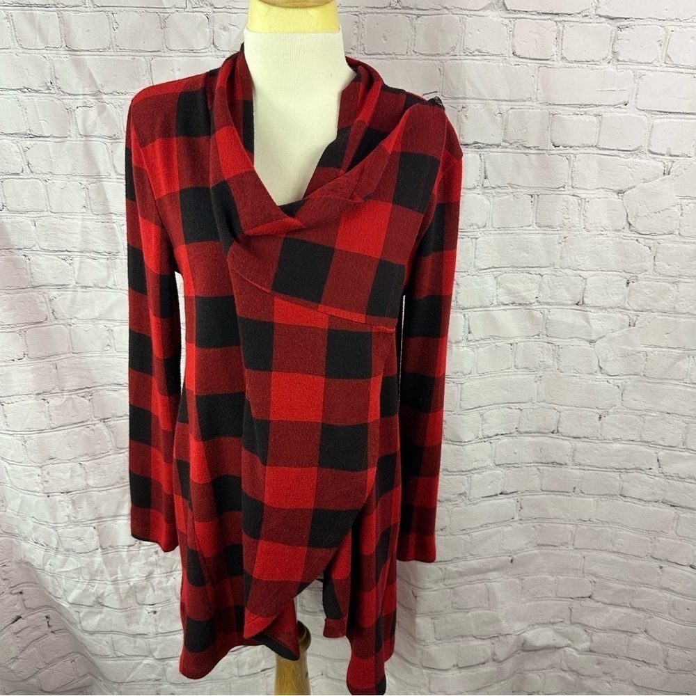 the limited buffalo plaid knit sweater cardigan with crisscross front sz large